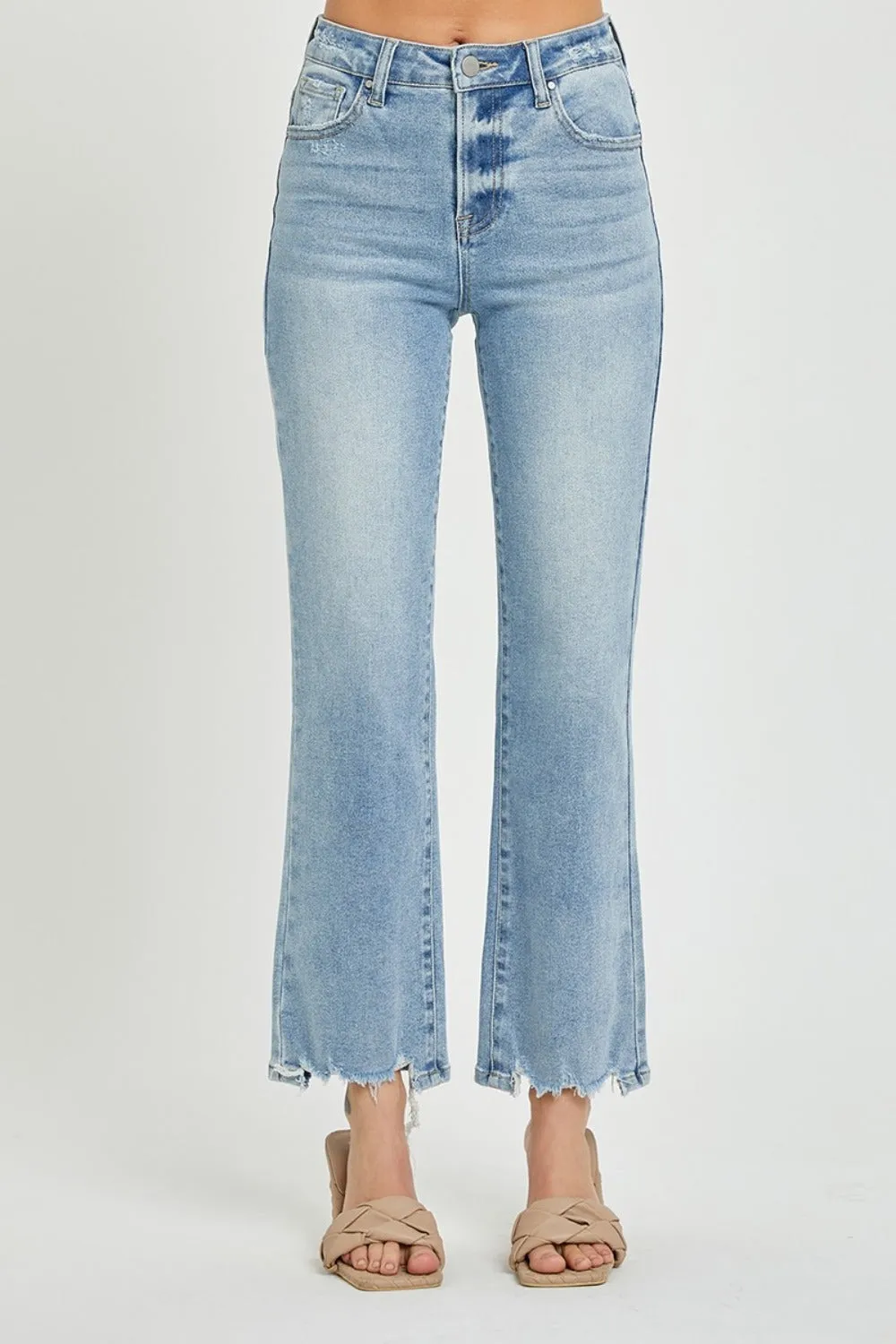 Risen High Rise Light Wash Relaxed Straight Jeans