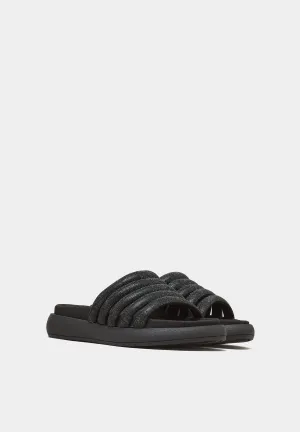 Shimmering Footbed Sandals Black Strass