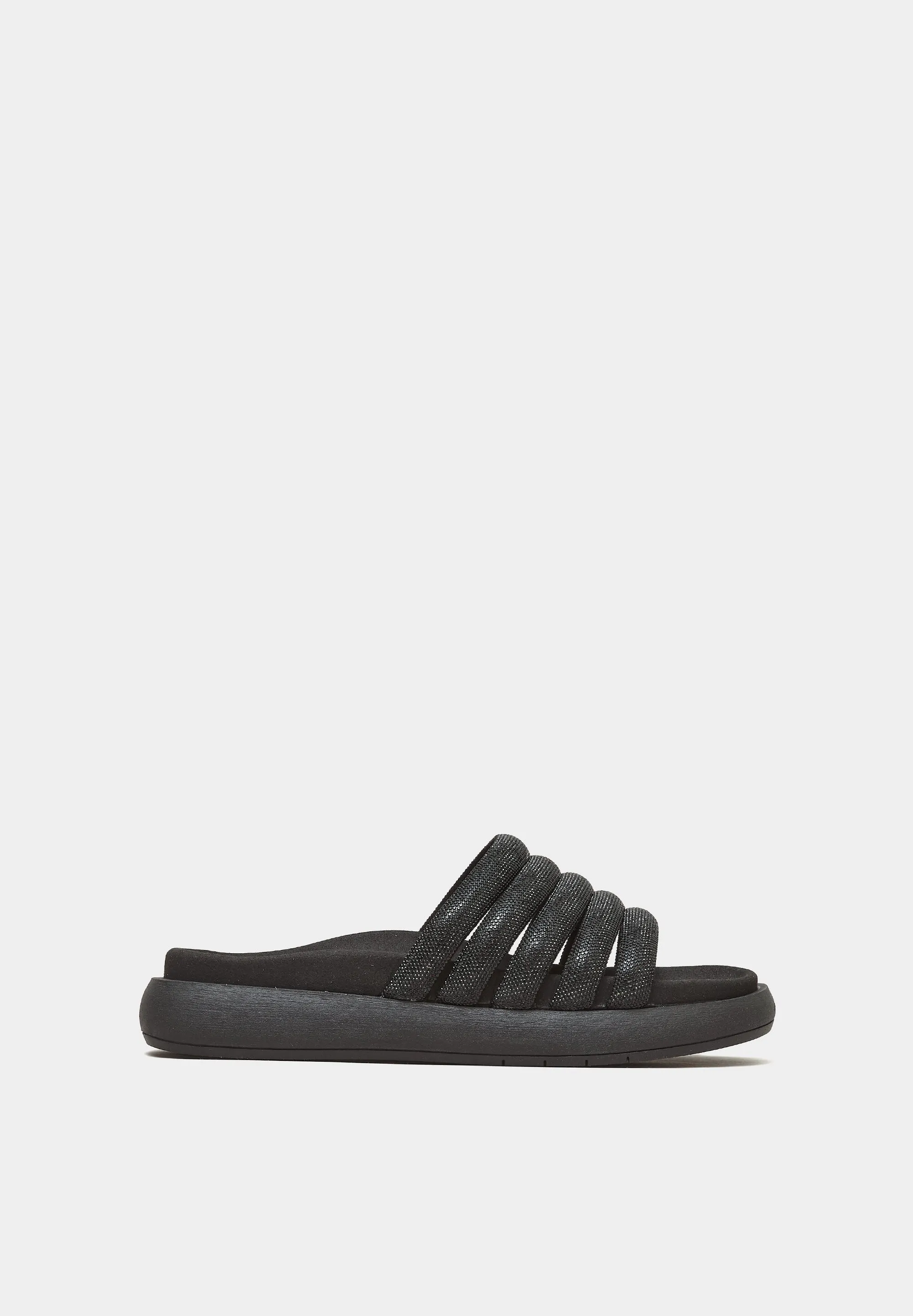 Shimmering Footbed Sandals Black Strass