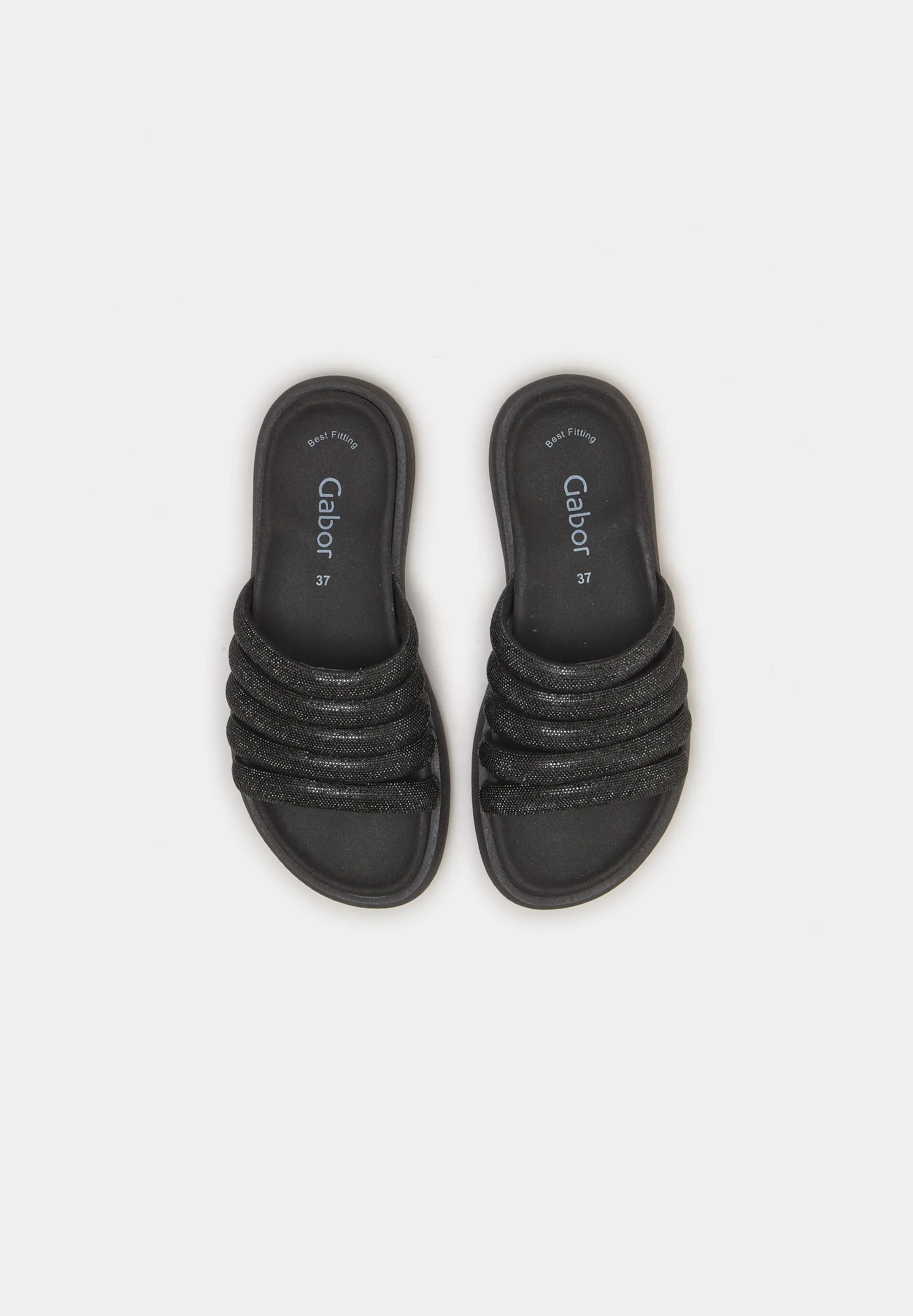 Shimmering Footbed Sandals Black Strass