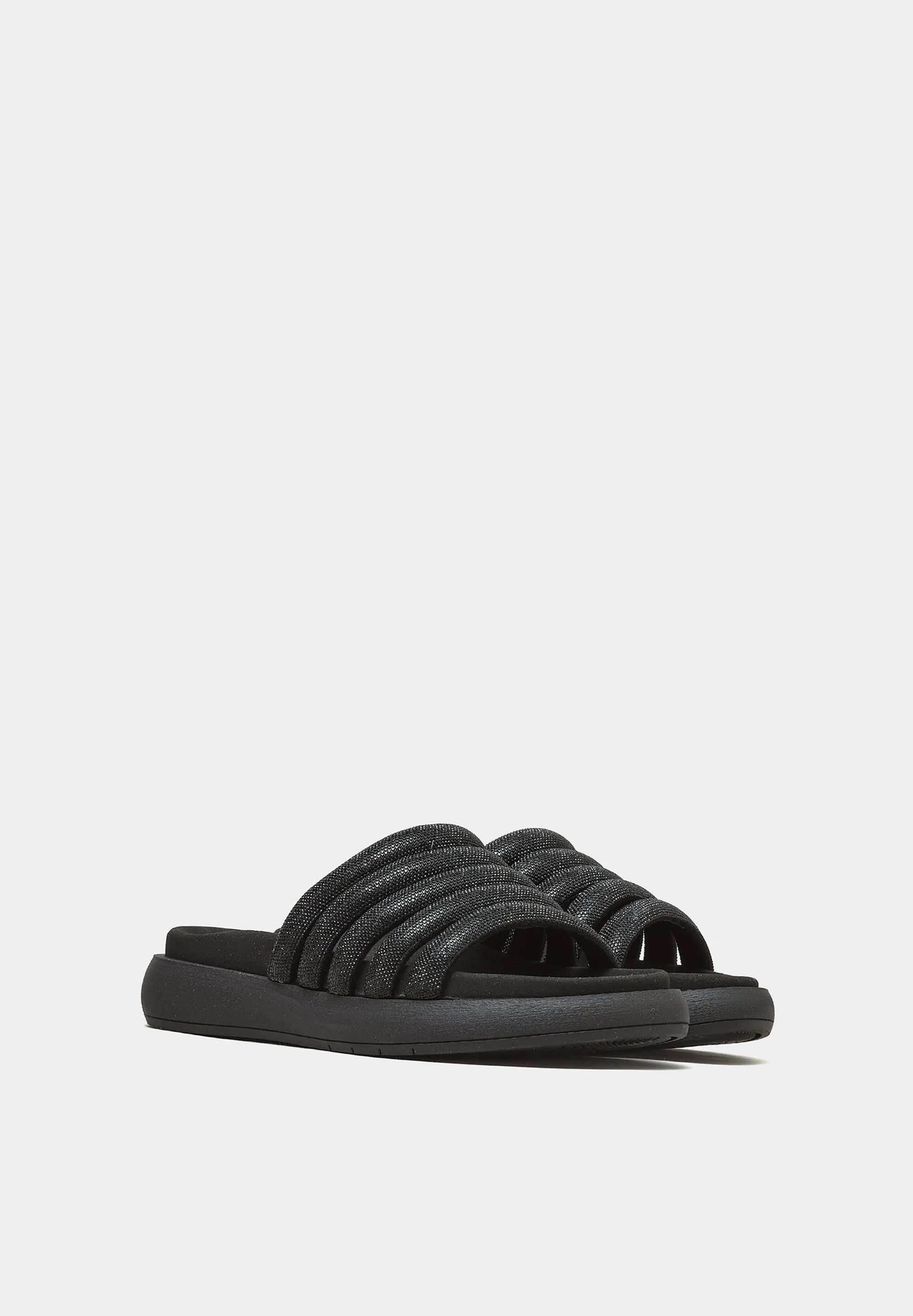 Shimmering Footbed Sandals Black Strass