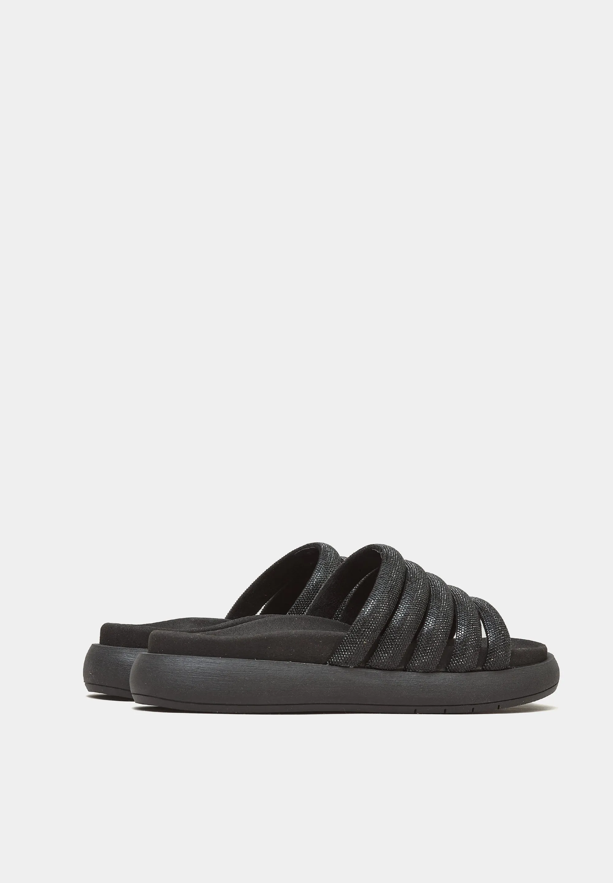 Shimmering Footbed Sandals Black Strass