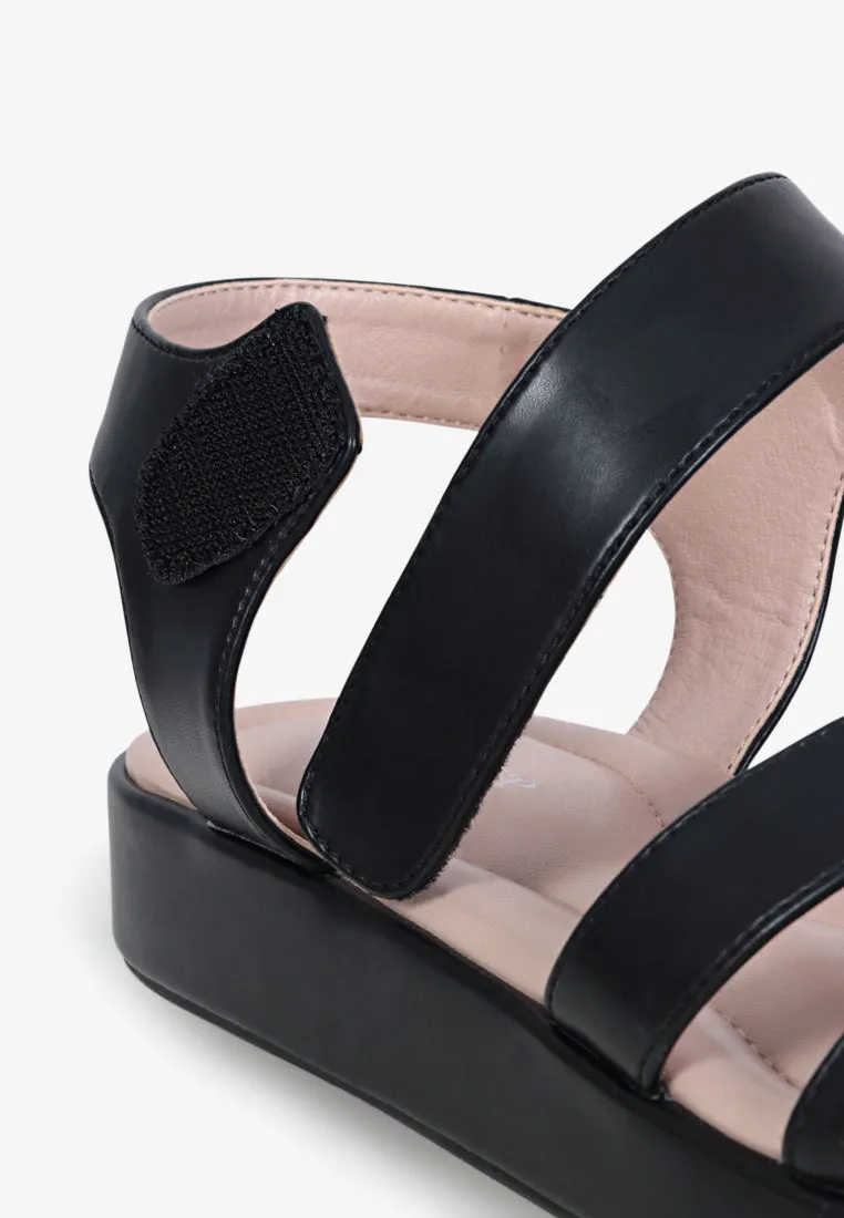 Stride Strap Platform Sandals - Black