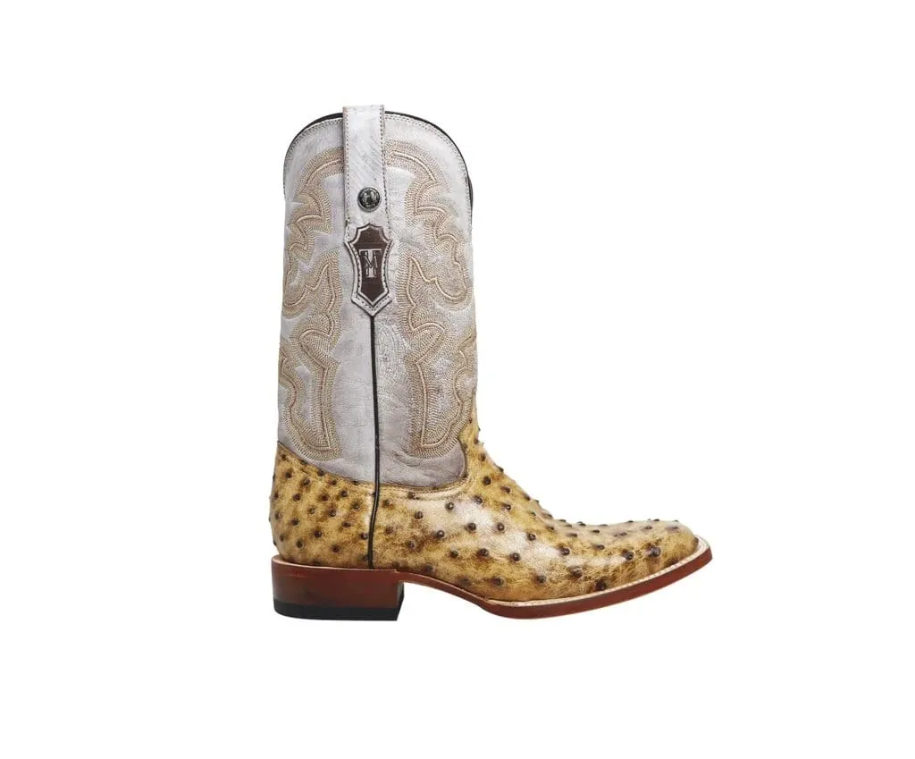 Tanner Mark Men's Dutton Print Ostrich Square Toe Boots Rustic Orix: TM207017
