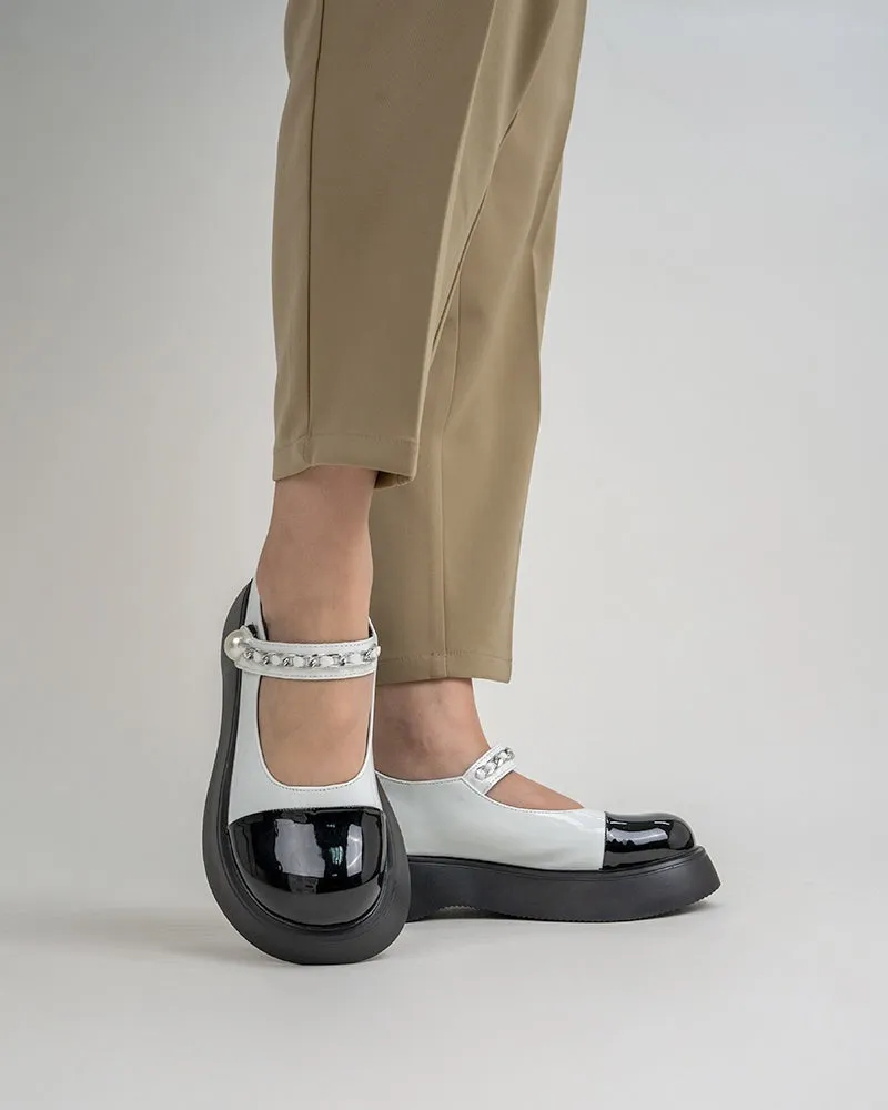 Two Tone Round Toe Platform Mary Janes