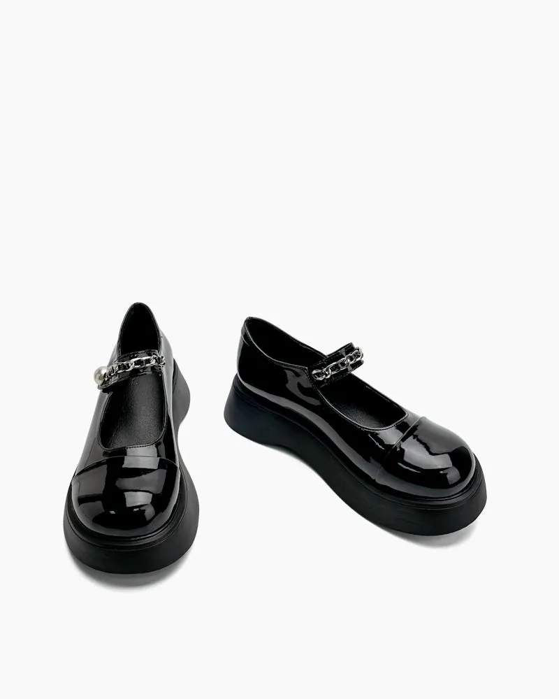 Two Tone Round Toe Platform Mary Janes