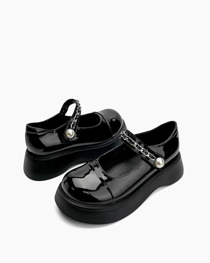 Two Tone Round Toe Platform Mary Janes