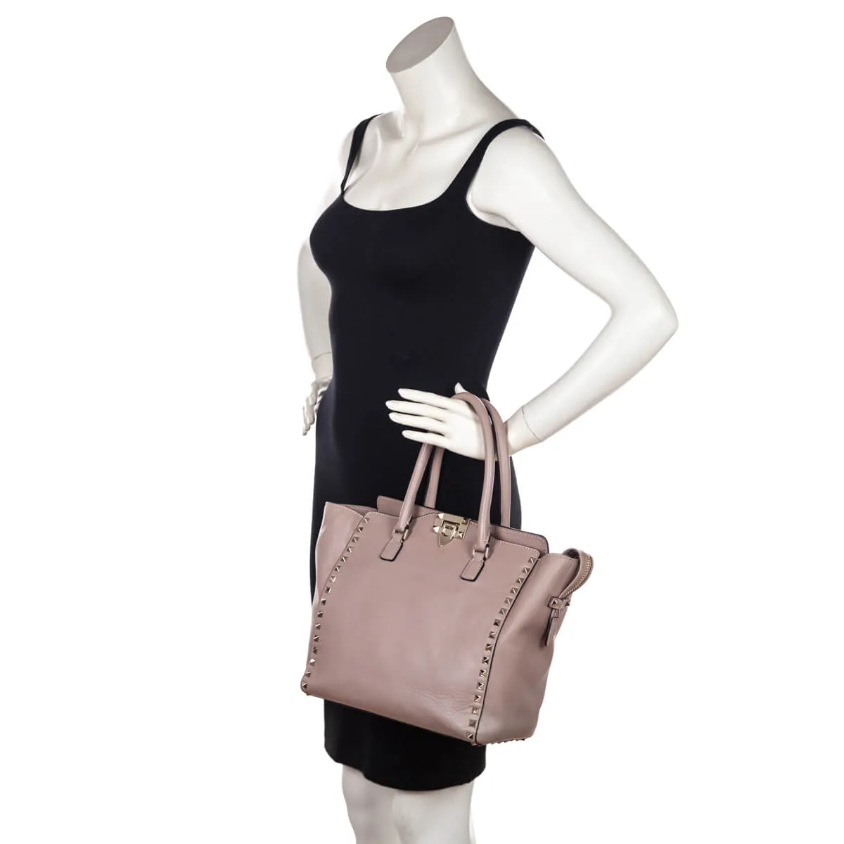 Valentino Nude Calfskin Rockstud Satchel