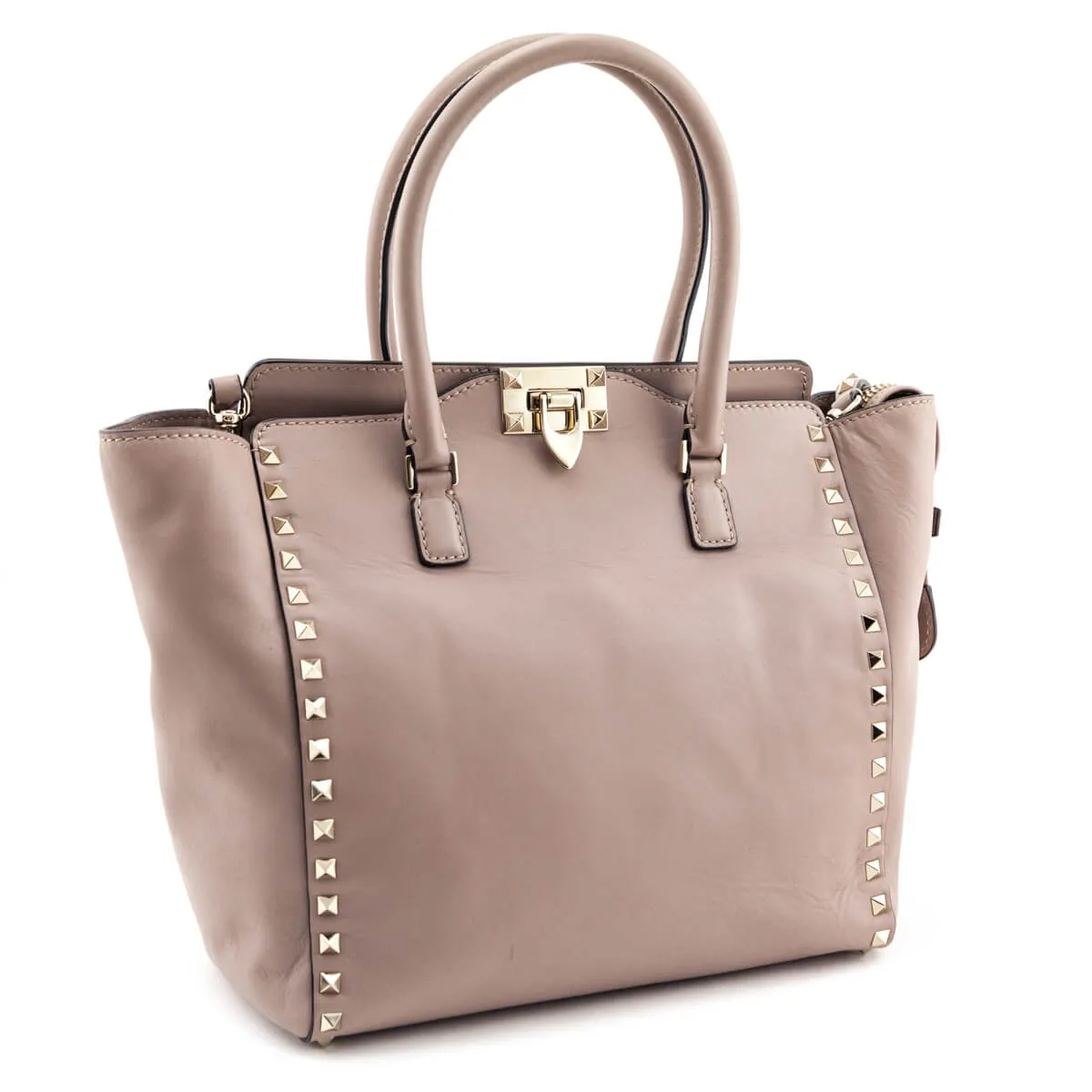 Valentino Nude Calfskin Rockstud Satchel