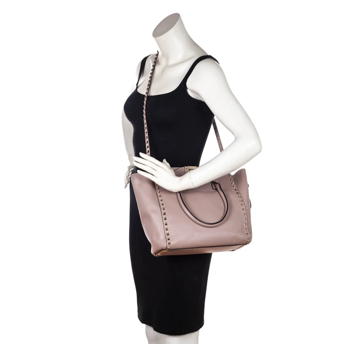 Valentino Nude Calfskin Rockstud Satchel