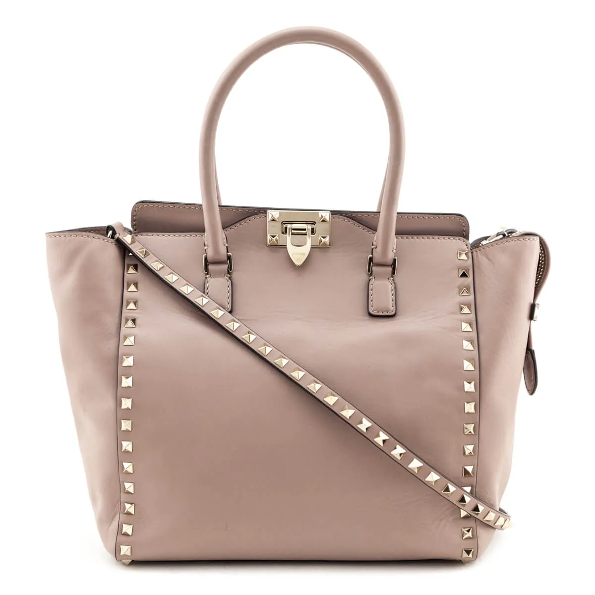 Valentino Nude Calfskin Rockstud Satchel