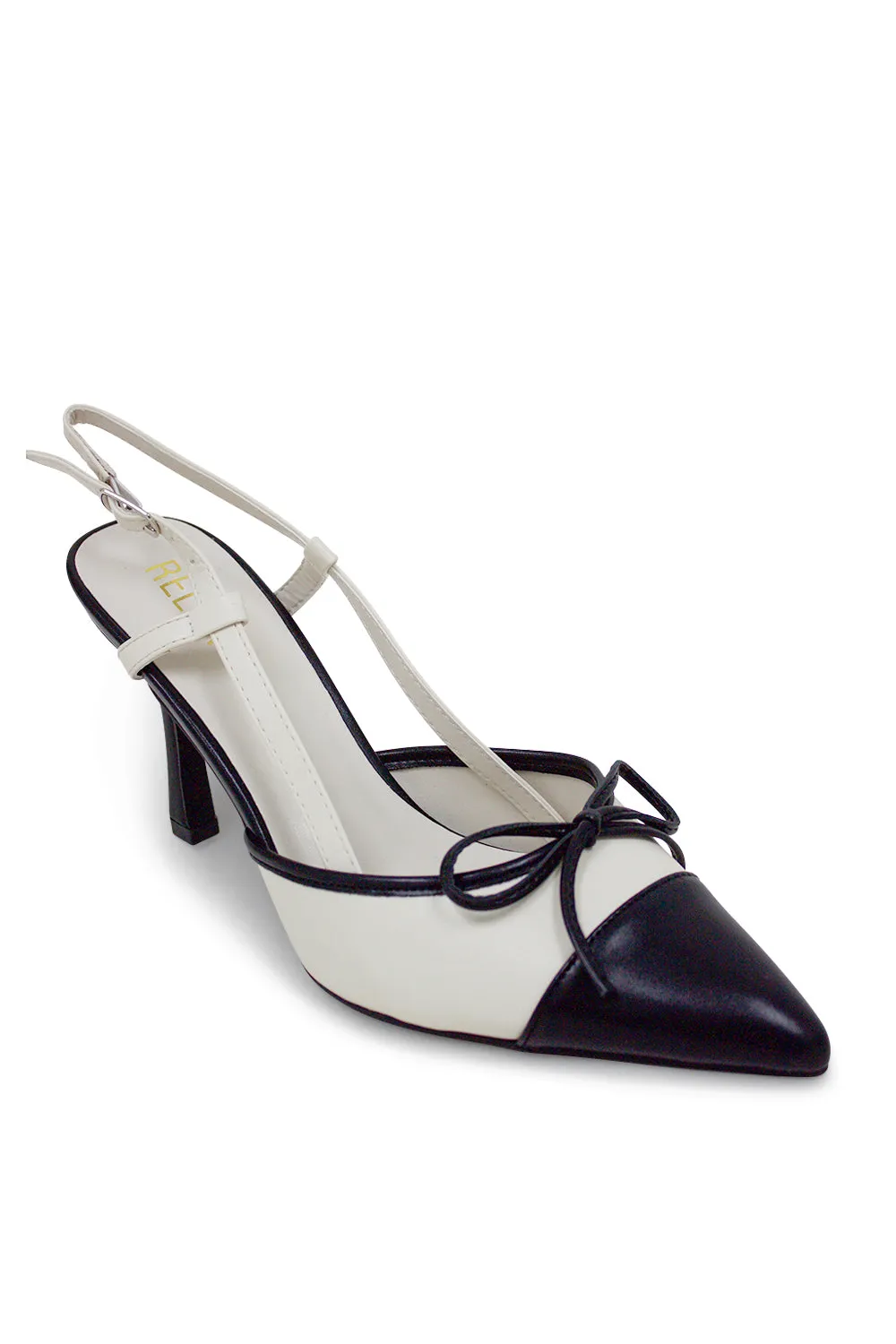 Vee Pointed Toe Kitten Slingback Heel - White