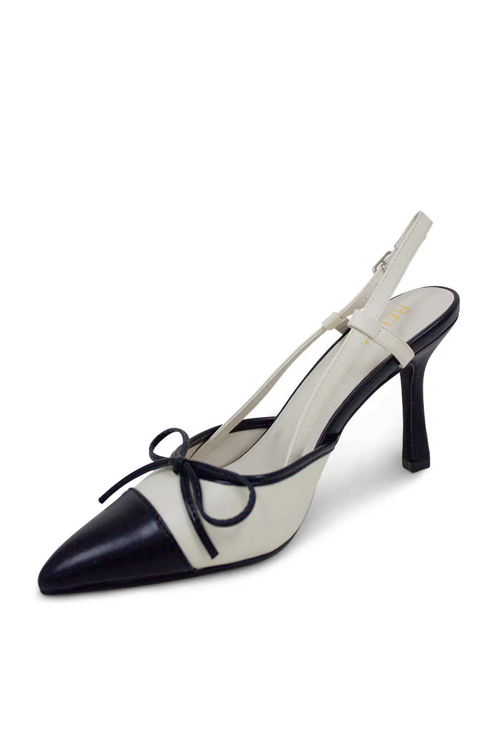 Vee Pointed Toe Kitten Slingback Heel - White