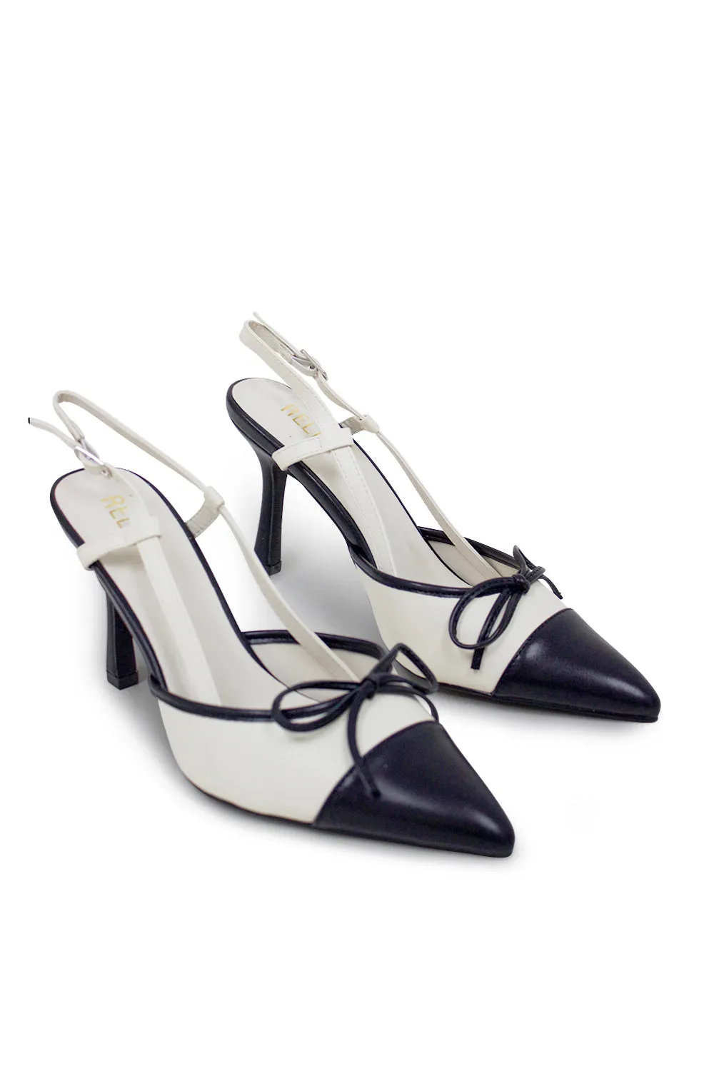 Vee Pointed Toe Kitten Slingback Heel - White