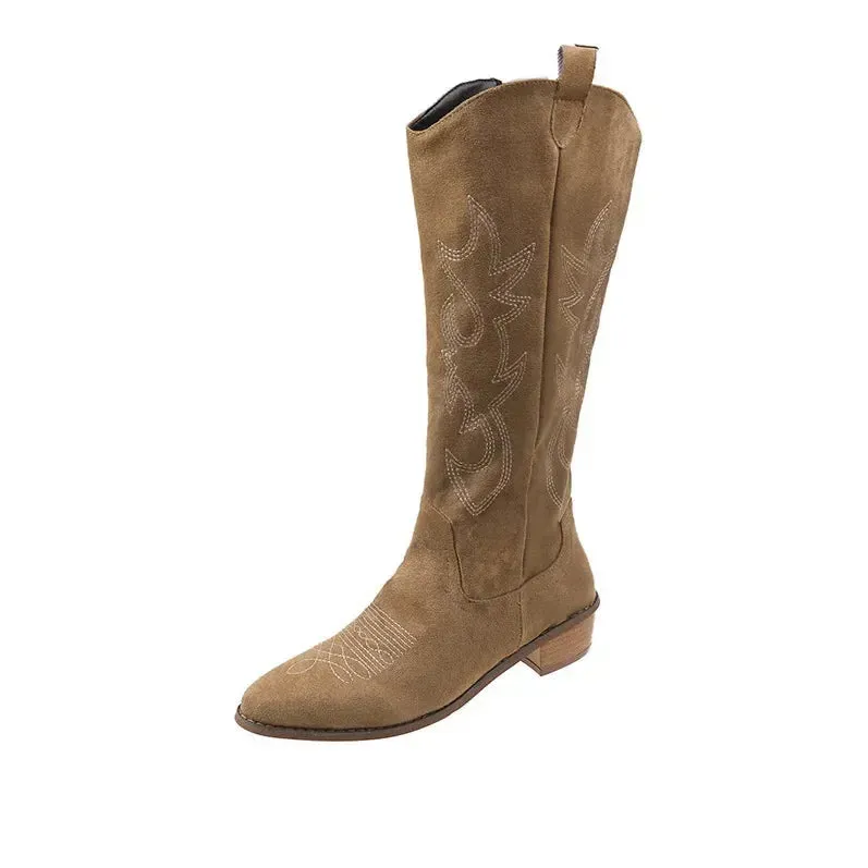 Western charm sued embroidery ladies cowboy boots