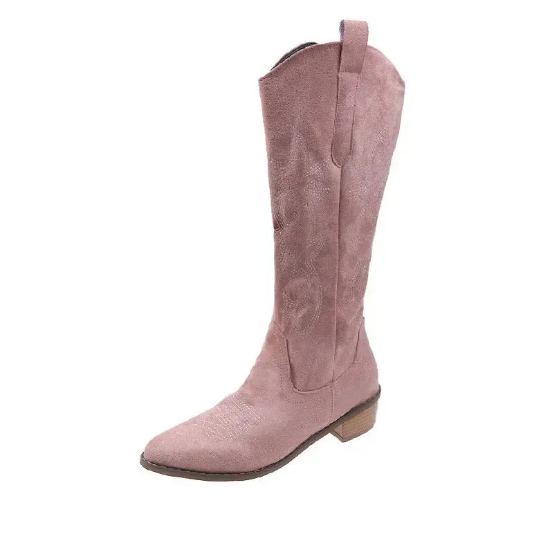 Western charm sued embroidery ladies cowboy boots