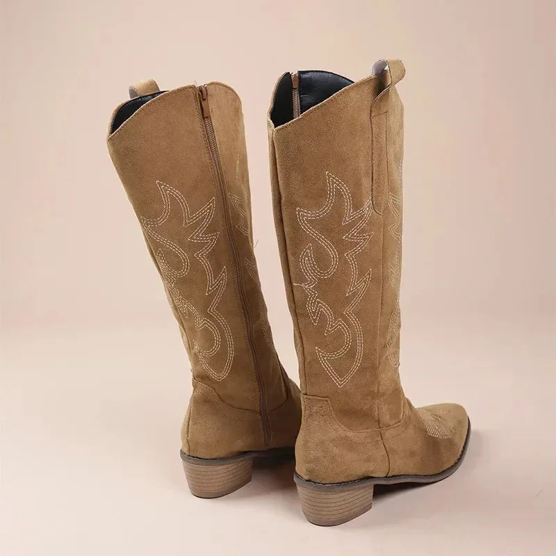 Western charm sued embroidery ladies cowboy boots