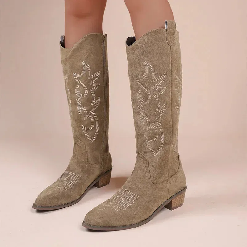 Western charm sued embroidery ladies cowboy boots