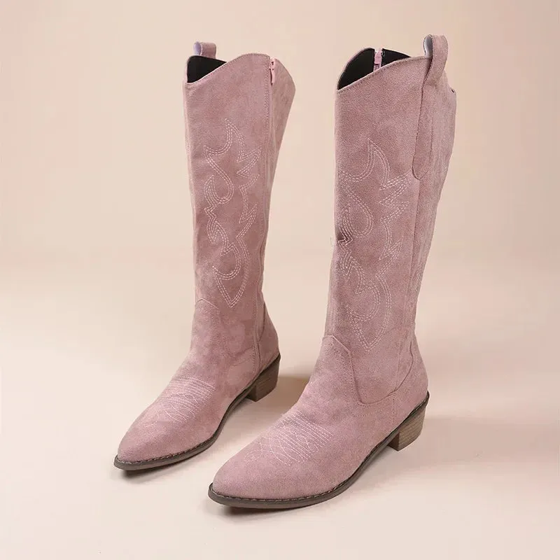 Western charm sued embroidery ladies cowboy boots