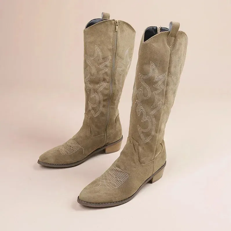 Western charm sued embroidery ladies cowboy boots