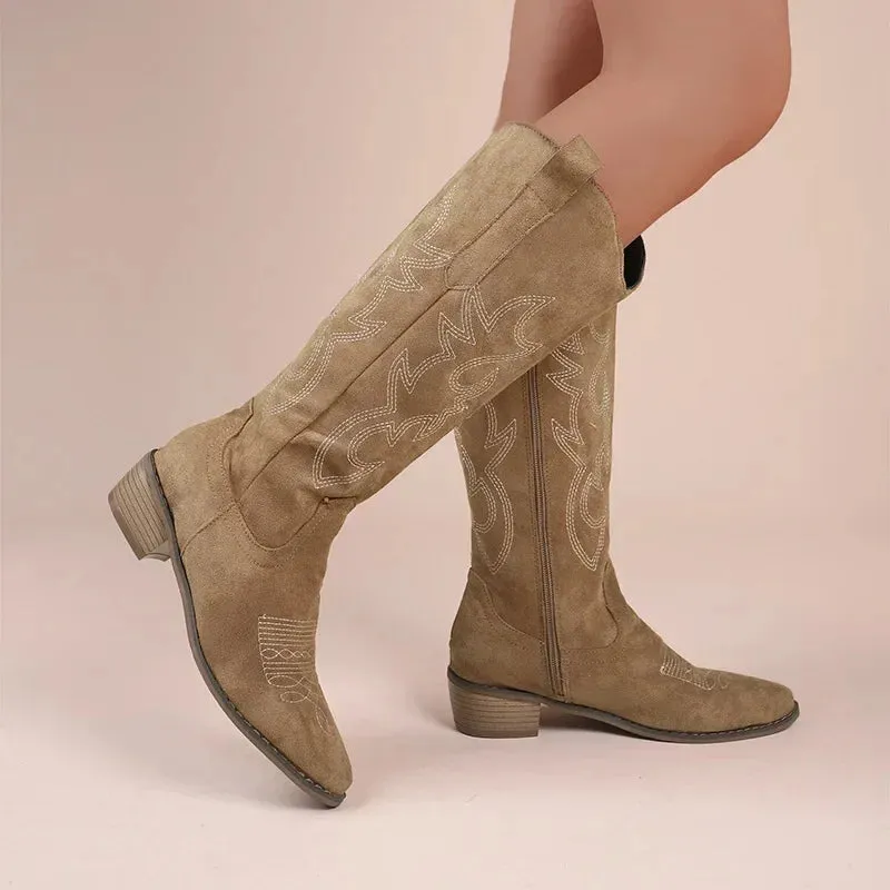Western charm sued embroidery ladies cowboy boots