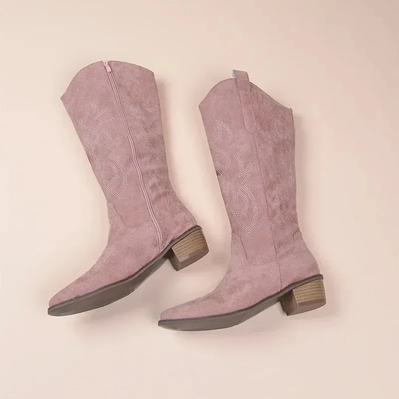 Western charm sued embroidery ladies cowboy boots