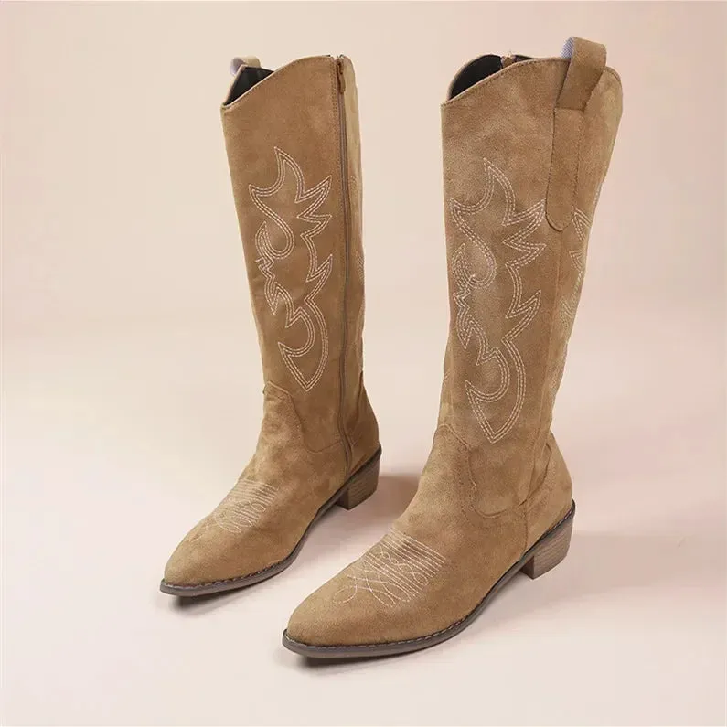 Western charm sued embroidery ladies cowboy boots