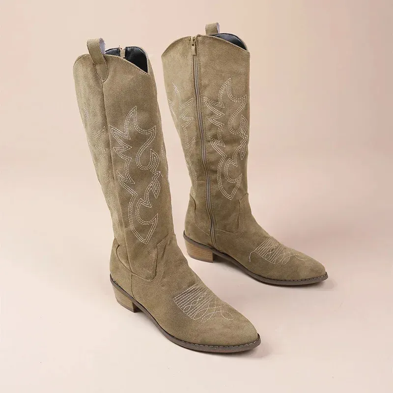 Western charm sued embroidery ladies cowboy boots