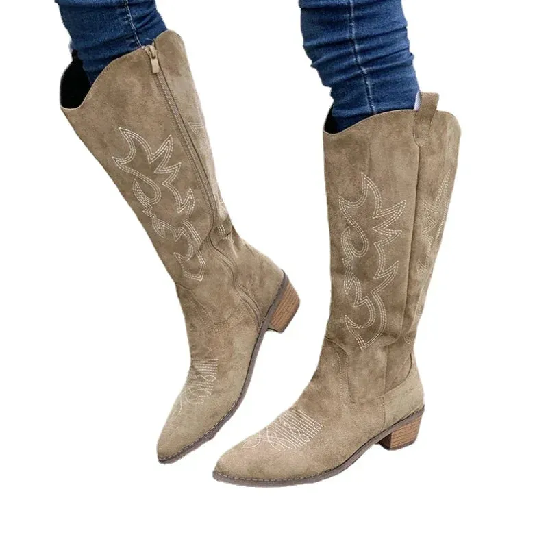 Western charm sued embroidery ladies cowboy boots