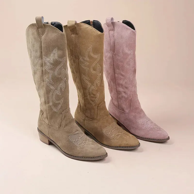 Western charm sued embroidery ladies cowboy boots