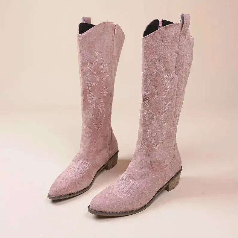 Western charm sued embroidery ladies cowboy boots
