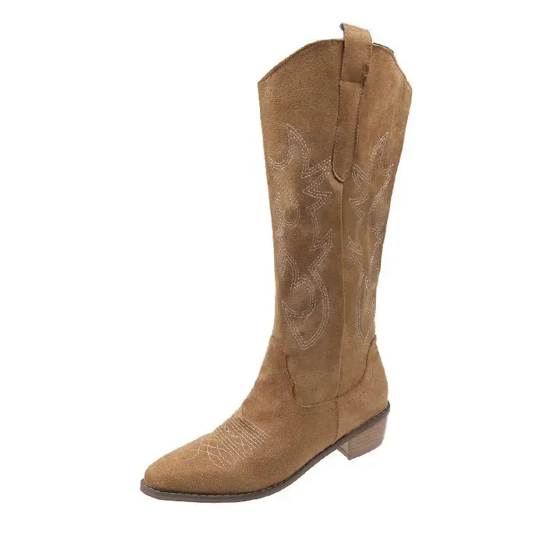 Western charm sued embroidery ladies cowboy boots