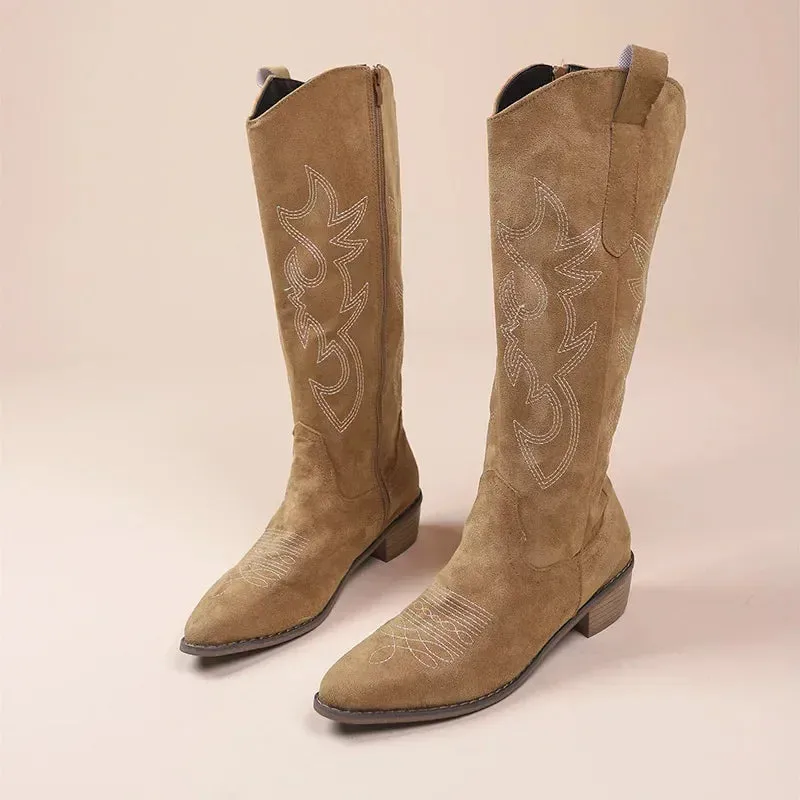 Western charm sued embroidery ladies cowboy boots