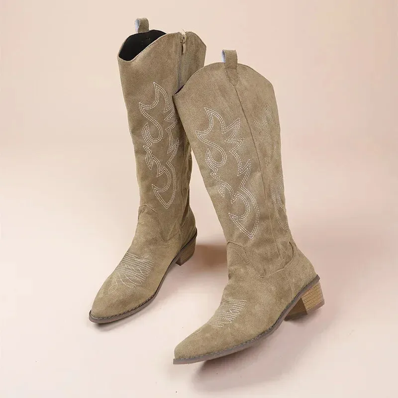 Western charm sued embroidery ladies cowboy boots