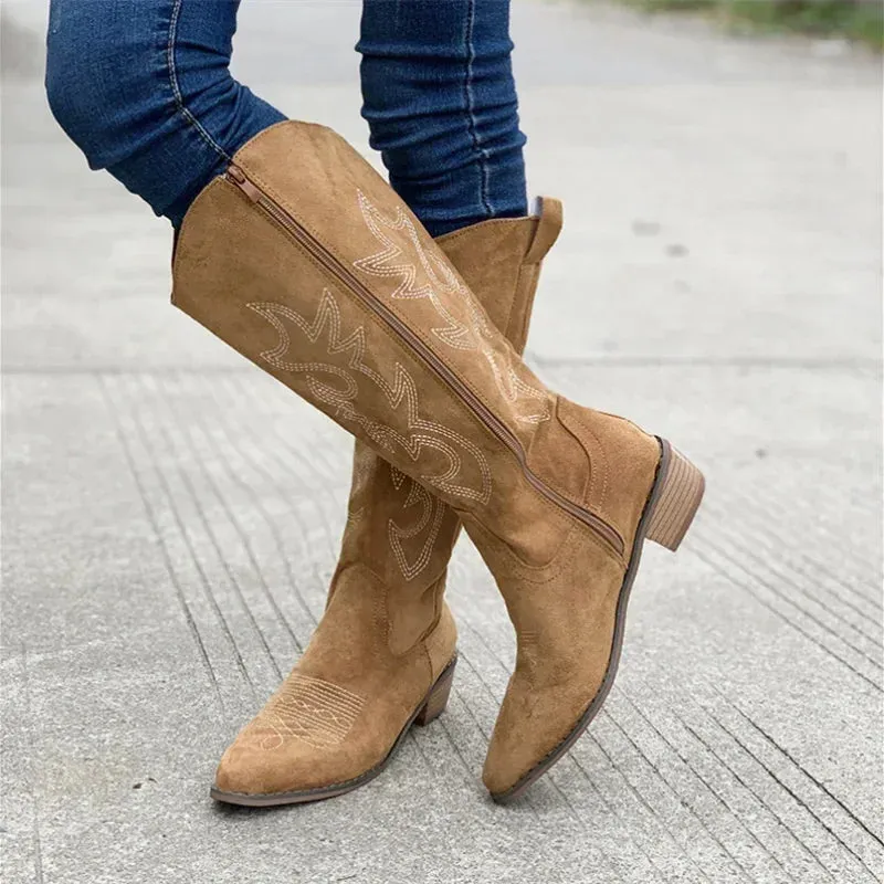 Western charm sued embroidery ladies cowboy boots