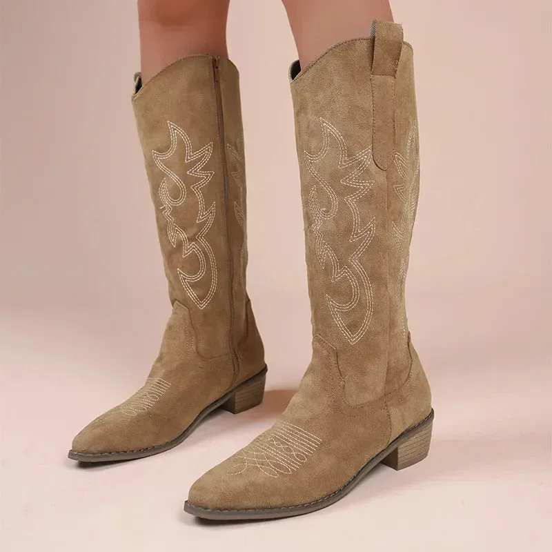 Western charm sued embroidery ladies cowboy boots