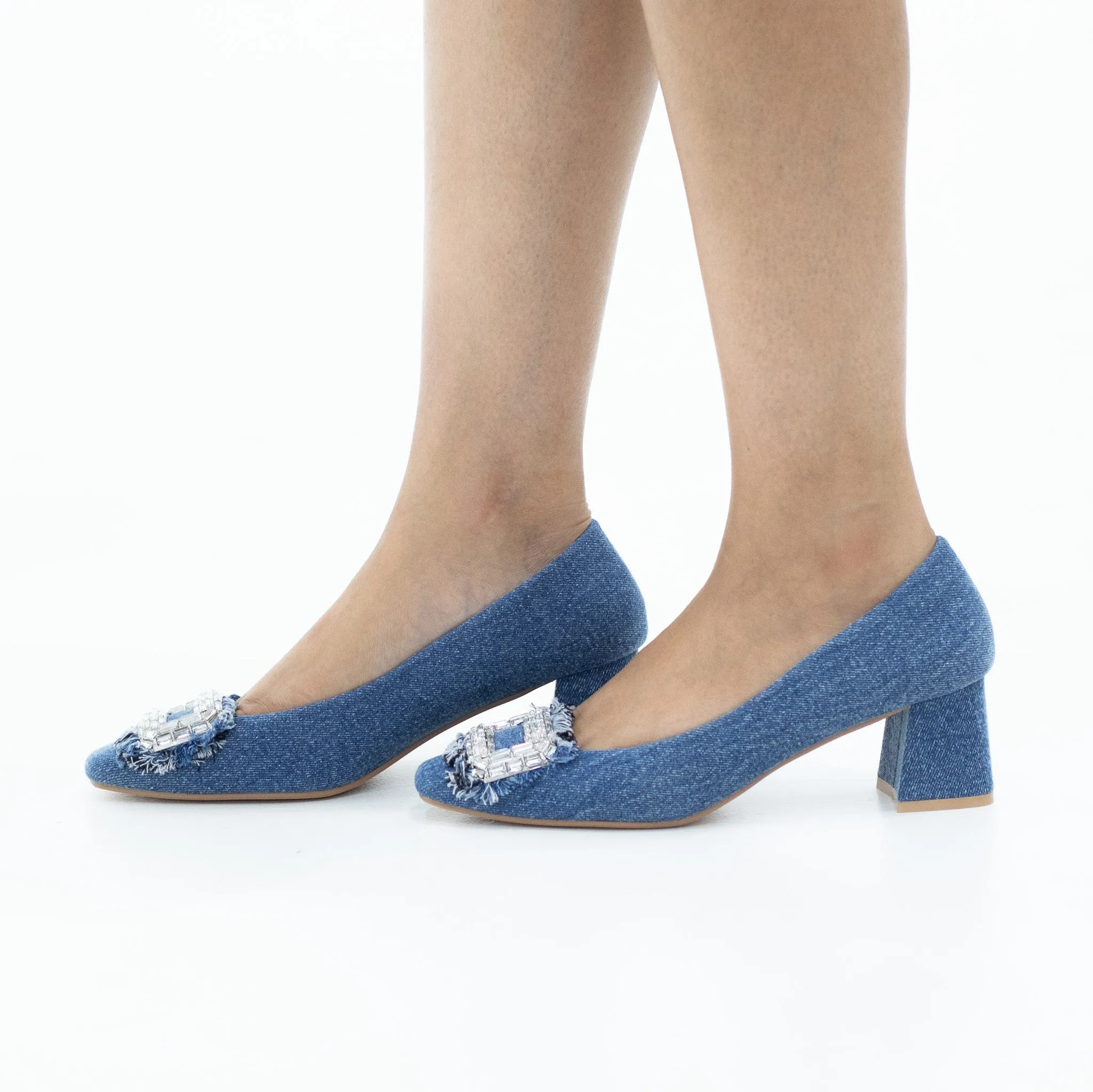 Wikola jeans comfort 5.5cm heel court shoe with a regt trim denim