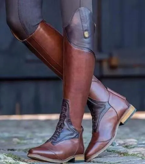 Women's knee high riding boots pointed toe riding boots