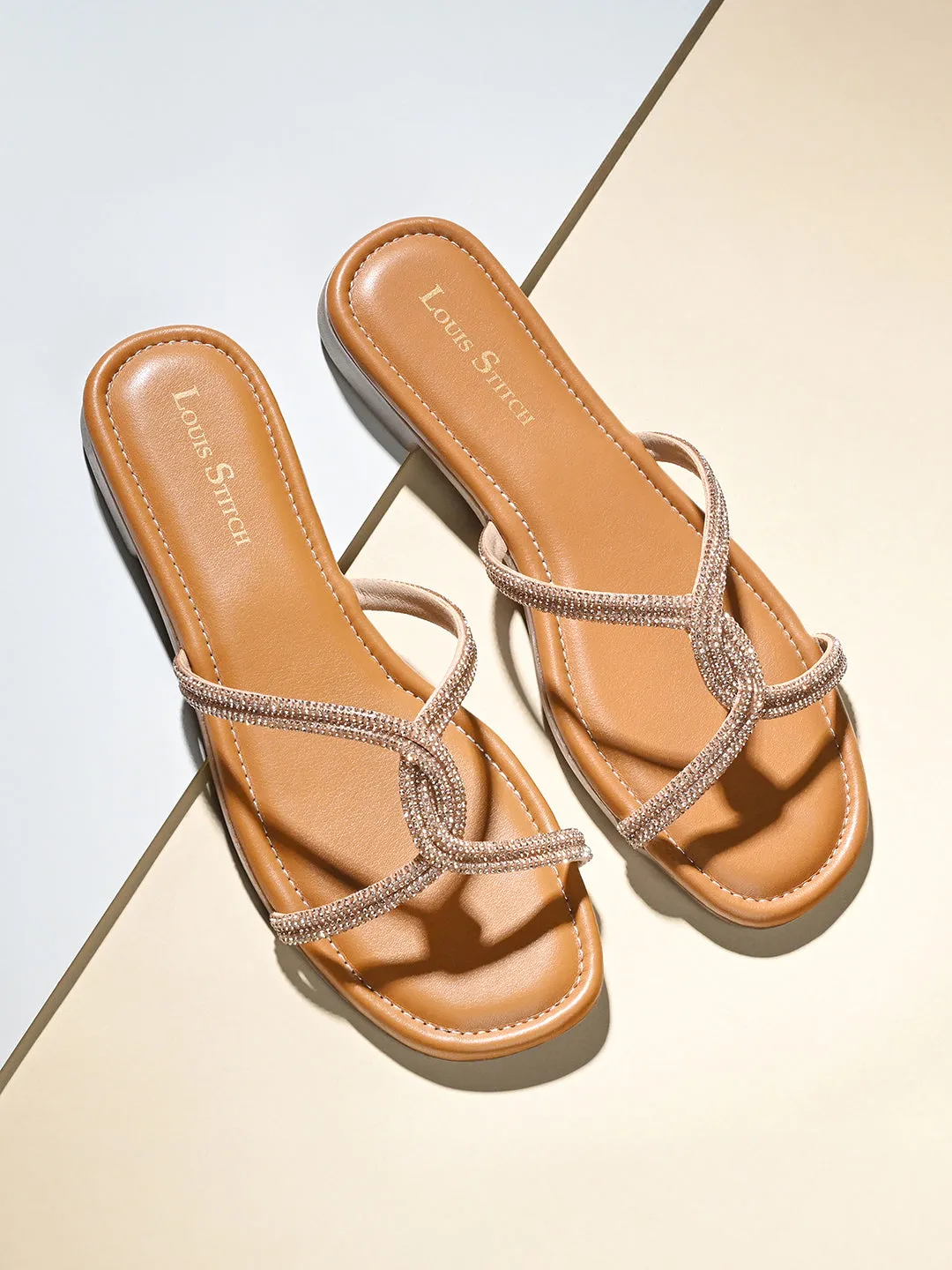 Women's Peach Pink Open Toe Cross Strap Flat Heel Lightweight Sandals