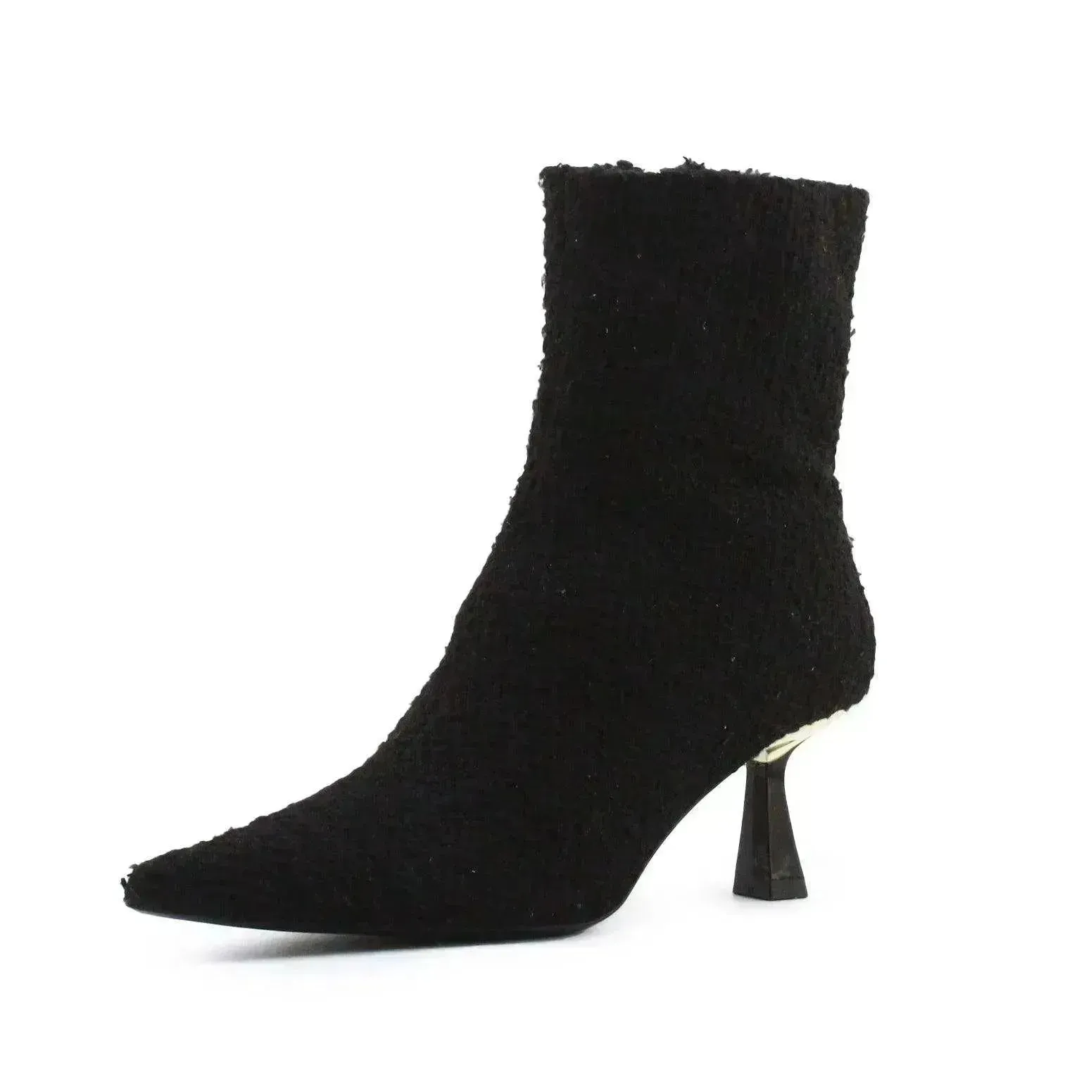 Zara Zipper Kitten Heels Sock Boots | Suede