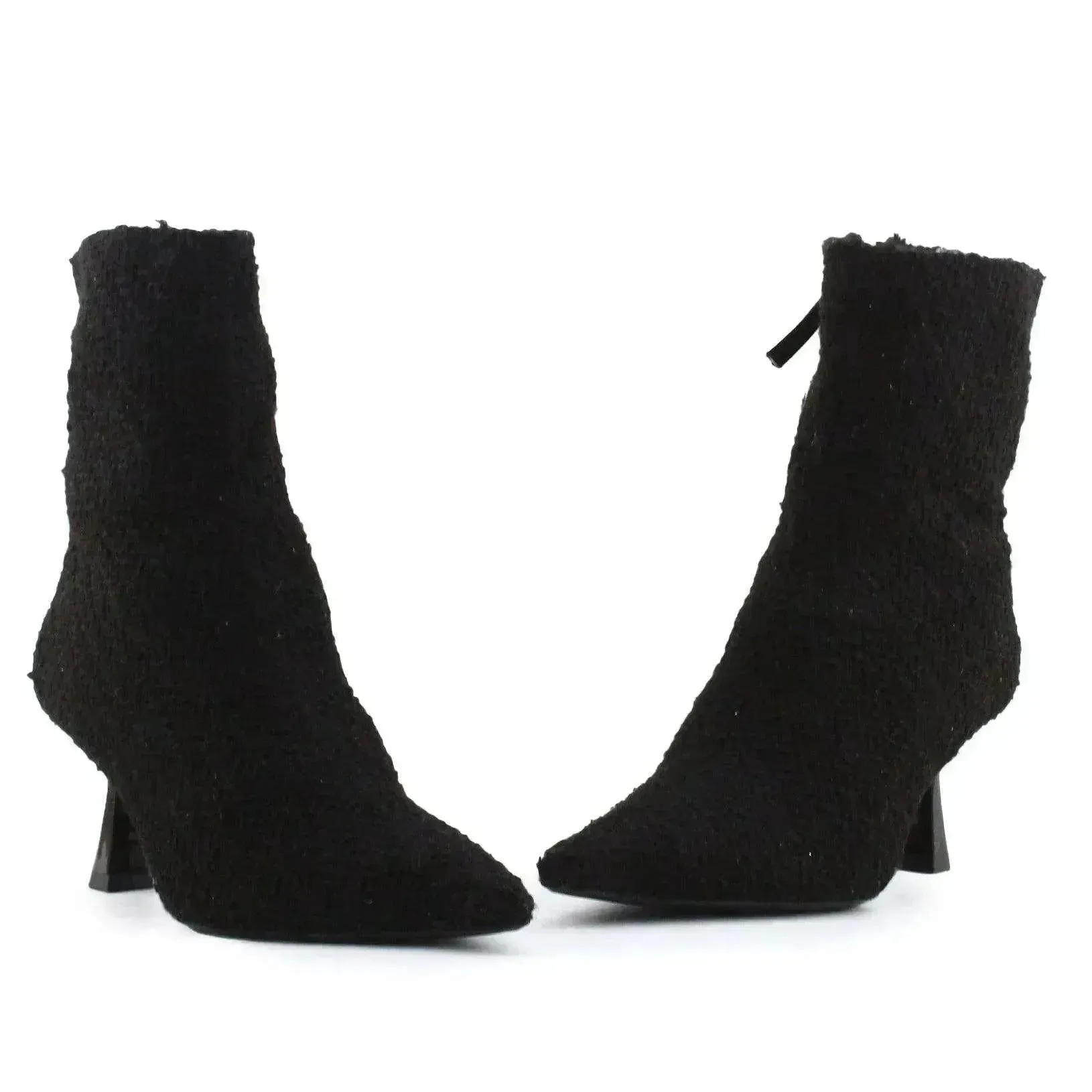 Zara Zipper Kitten Heels Sock Boots | Suede