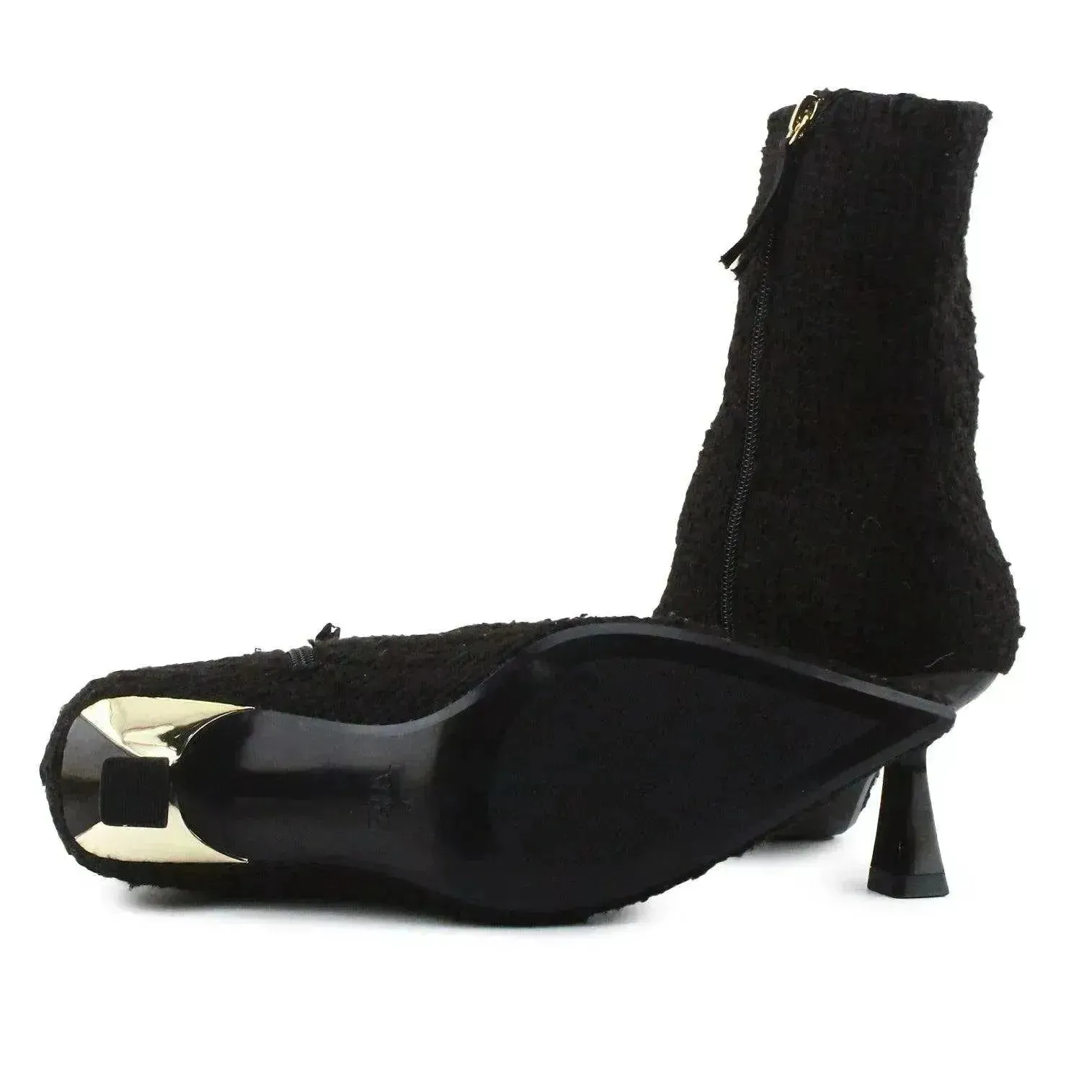 Zara Zipper Kitten Heels Sock Boots | Suede